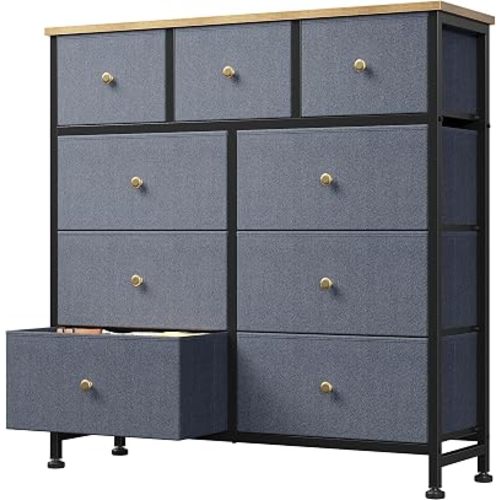DUMOS 9 Drawer Dresser for Bedroom, Storage Organizer Chest of Drawers