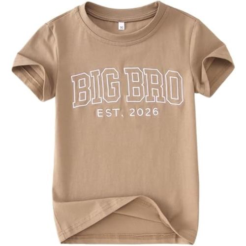 Big Brother Shirts Toddler Baby Boy Embroidery Big Bro Est. 2026 T-Shirt Summer Short Sleeve Tees Announcement Tops