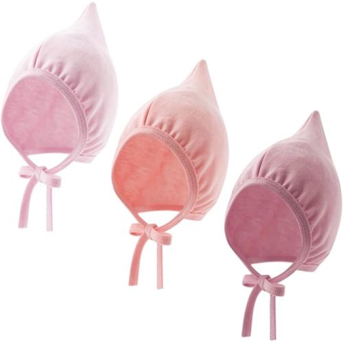 Newborn Baby Hospital Hat Soft Cotton Infant Pointed Hat with Adjustable Tie Cute Beanie Cap for Baby Boys Girls