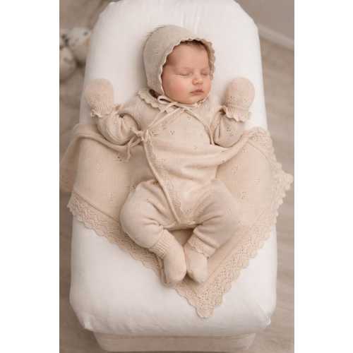 Pink Baby Girl Coming Home Outfit – Organic Cotton Knit Newborn Set