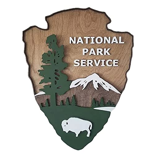 National Park Service Sign Arrow Head Antique Park Sign Wood Carved Sign Courtyard Garden Home Wall Mounted Decor for Indoor and Outdoor
