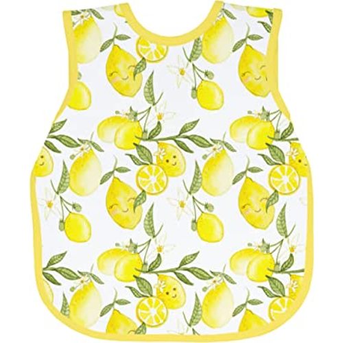 BapronBaby Fresh Lemon Bapron - No Neck Tie Safer Bib for Baby & Toddler - Soft Waterproof Stain Resistant - Machine Washable - Sz Baby/Toddler 6m-3T