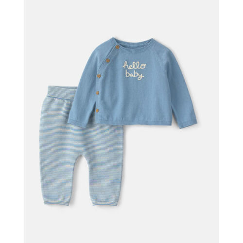 Baby Boy 2-Piece 'Hello Baby' Long-Sleeve Top & Pant Set - Blue | Carter's