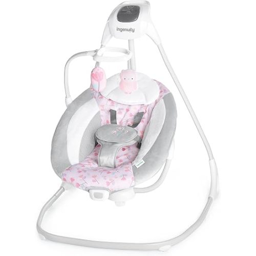 Ingenuity SimpleComfort Portable Baby Swing, Newborn to 9 Months, Pink