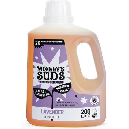 Molly's Suds Liquid Laundry Detergent | Clean Laundry Detergent Soap for Sensitive Skin | 2x Concentrated, High Efficiency (HE) (Lavender - 200 Loads)
