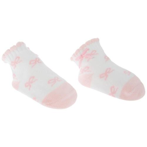 Pink & White Bow Infant Socks