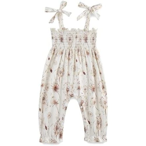 Baby Girl Summer Romper Sleeveless Ruffle Halter Floral Jumpsuit Clothes 0~24M