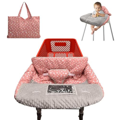 Shopping Cart Cover for Baby/Toddler,Super Soft Cart Seat Covers, High Chair Cover for Restaurant Seat, Portable and Machine Washable, Suitable for Sam's, Walmart, Costco (Pink Dot)