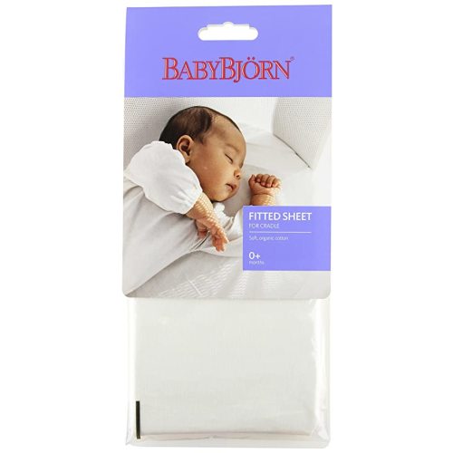 BabyBjörn Fitted Sheet for Cradle, White, Organic