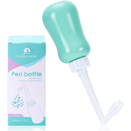 GOLDEN DEER Peri Bottle for Postpartum Care for Perineal Recovery and Cleansing After Birth 12.7 OZ Turquoise