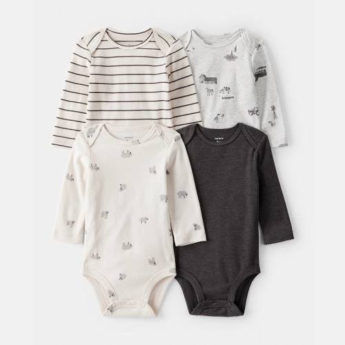 Baby Boy Carter's 4-Pack Sheep Print Long-Sleeve Bodysuits