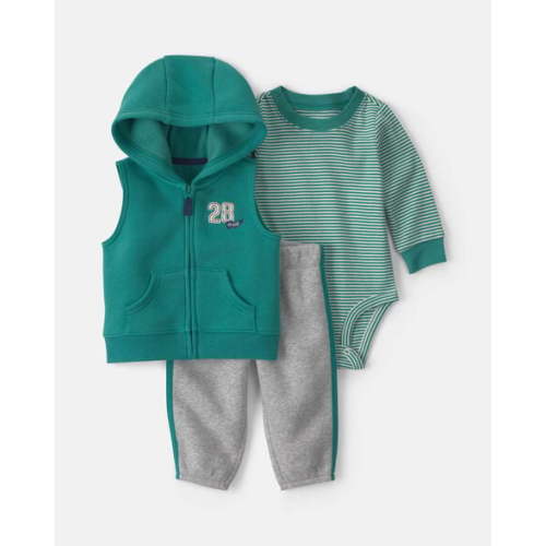 Baby Boy 3-Piece '28' Varsity Hooded Layering Set - Green | Carter's