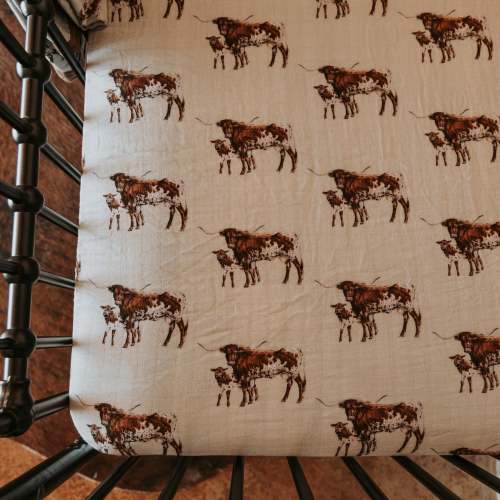 Sagebrush Longhorn Bamboo Muslin Crib Sheet – Cowkid Clothing Company