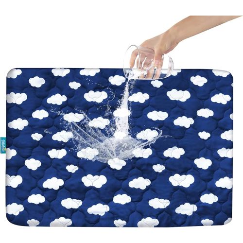 Pack and Play Mattress Protector Sheets Fitted Waterproof Pack and Play Mattress Pad Cover, Compatible with Graco Pack n Play & Dream On Me & Pamo Babe, Playpen/Playard Sheet, Navy Cloud, 39" x 27"