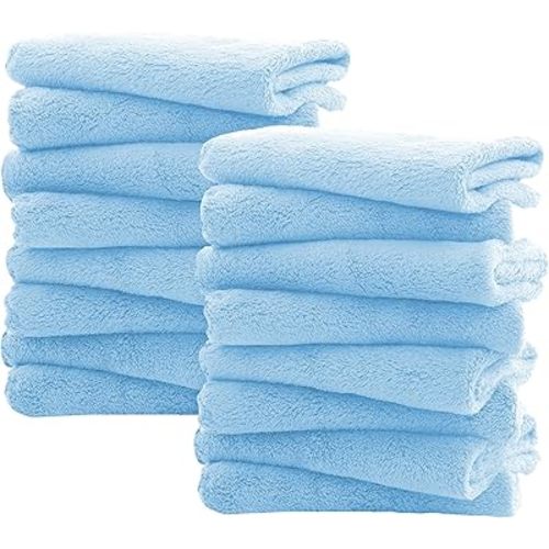 Spotted Play 16 Pack Burp Cloths for Baby - 20" by 10" Ultra Absorbent Burping Cloth, Newborn Towel - Milk Spit Up Rags - Burpy Cloths for Unisex, Boy, Girl - Burp Cloths Set (Aquamarine)