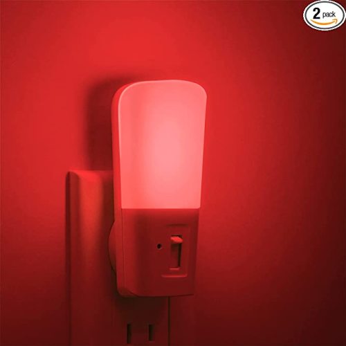 L LOHAS LED Red Night Light Plug in, Dimmable Light LED Night Lights with Dusk to Dawn Sensor, 5-80LM Adjustable Brightness Red Light for Nursery Kids Room Hallway Kitchen, Christmas Gift 2 Pack