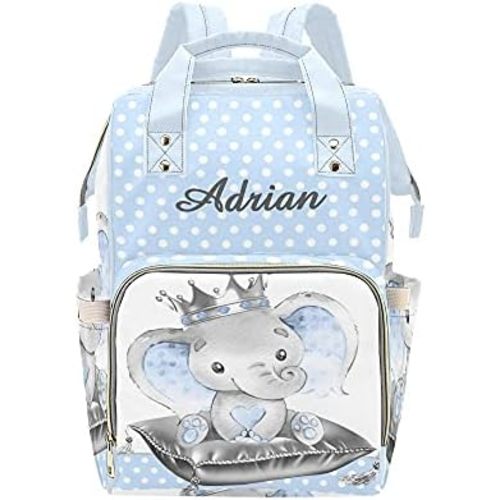 Personalized Elephant Diaper Bag Backpack with Name Custom Nursing Baby Bags Shoulders Travel Bag Daypack