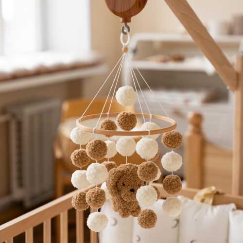 Goldendoodle baby mobile. New baby gift basket. Puppy dog crochet baby mobile. Baby shower gift. Expecting mom gift. Christmas new baby gift