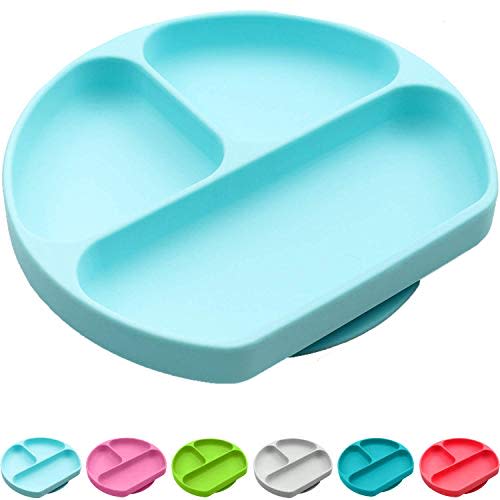 Silikong Suction Baby Plates - Toddler Plates with Suction - 100% Food-Grade Silicone Suction Plates for Baby - Microwave Safe Silicone Baby Plates with Suction - Dishwasher Safe Baby Bowls