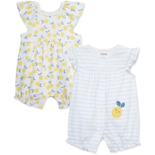 Little Me Clothes for Baby Girls' 2-Pack Rompers, 3 Months - 12 Months