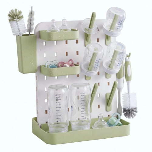 Oioane Baby Bottle Drying Rack with Removable Design, Space Saving Vertical Countertop Dryer Holder for Bottles, Pacifiers, Pump Parts, Green