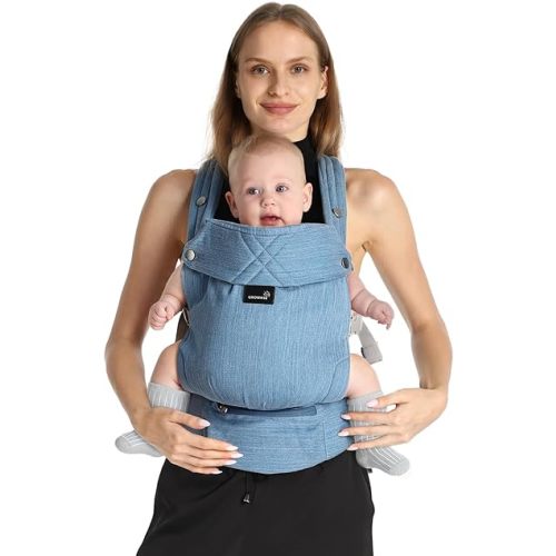 GROWNSY Baby Carrier Newborn to Toddler, Lightweight Ergonomic 7-44 lbs Newborn Carrier with Head Support, Easy to Wear Hands Free Infant Carrier for 0-36 Months, Blue