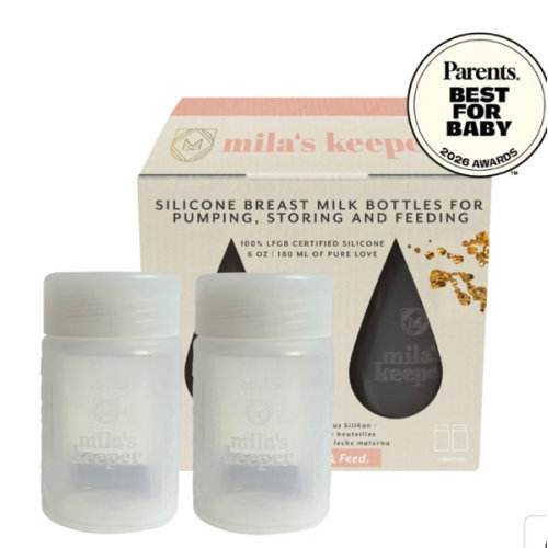 Silicone Breast Milk Storage Bottles Wide / Aspen White / Set of 2