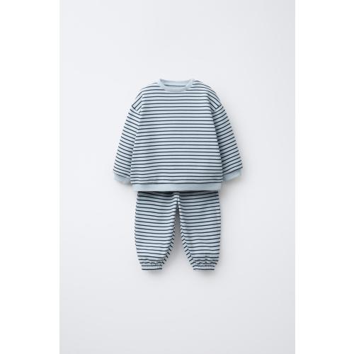 STRIPED SWEATSHIRT AND JOGGER PANTS SET - Mid-blue | ZARA United States
