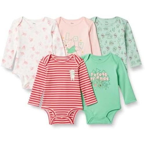 Amazon Essentials Disney | Marvel | Star Wars Unisex Babies' Long-Sleeve Bodysuits, Pack of 5