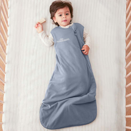 All Season Sleeveless Sleep Sack 1.0 TOG - Organic Cotton & Camel Wool - Misty Blue