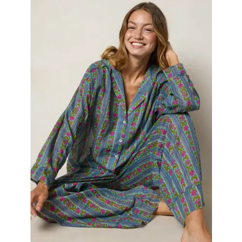 Dreamy Cotton Pajama Set - Indigo Vines