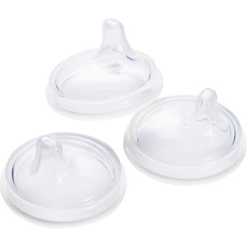Boon Nursh Silicone Sippy Cup Lid - Convertible Transitional Sippy Spouts for Nursh Baby Bottles - Sippy Cup Lids for Babies - Baby Feeding Supplies - Ages 6 Months and Up - 3 Count