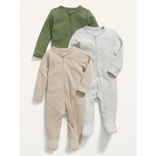 Unisex 3-Pack Sleep & Play 2-Way-Zip Footed One-Piece for Baby