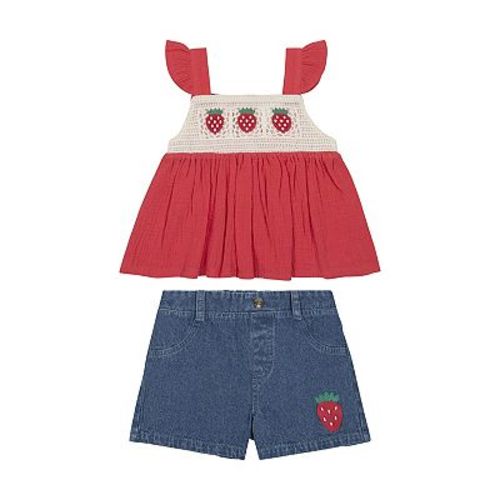 Baby & Toddler Girl Little Lass 2-Piece Strawberry Top & Shorts Set
