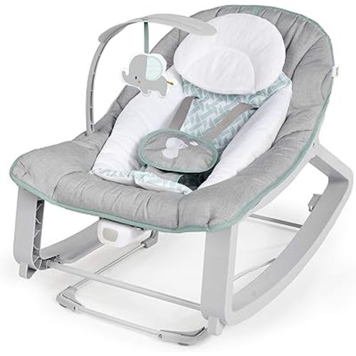 Ingenuity Keep Cozy 3-in-1 Grow with Me Vibrating Baby Bouncer, Seat & Infant to Toddler Rocker, Vibrations & -Toy Bar, 0-30 Months Up to 40 lbs (Weaver)