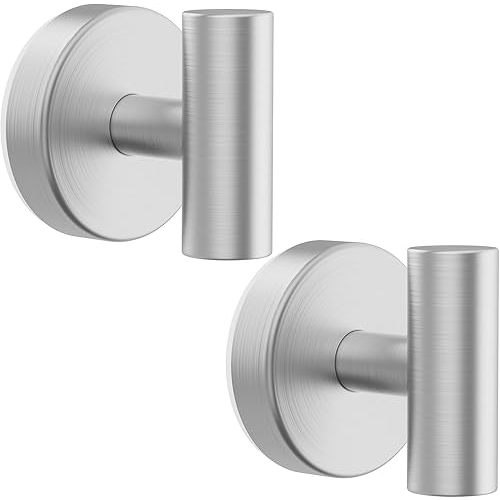 Suction Cup Hooks, Shower Hooks for Inside Shower – Removable Towel Hooks for Bathroom Window Glass Mirror Tile, Bath Robe Looafh Hook for Hanging – Waterproof & Rustproof, Silver(2 Pack)