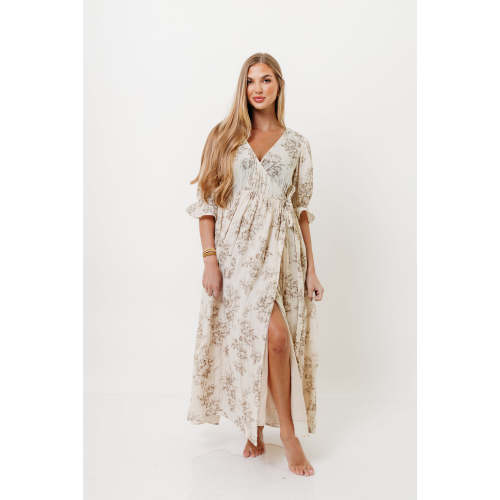 The Ari 100% Cotton Maxi Dress in Brown - Maternity and Nursing Friendly