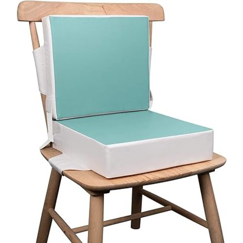 Toddler Booster Seat for Dining Table, Booster Seat for Kitchen Chair, Dining Seat with Adjustable Straps, Portable Travel Increasing Cushion for Chair (Green