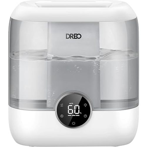 Dreo 6L Humidifiers for Bedroom, Quiet Supersized Cool Mist Ultrasonic Humidifier with Diffuser, 60 Hour Runtime for Home, Nursery, Plant, Gray