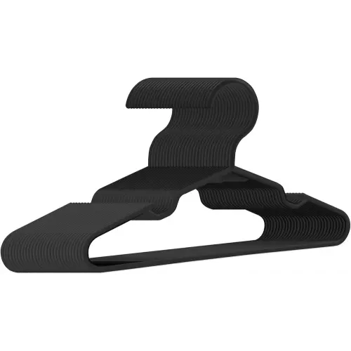 Baby Hangers for Closet 50 Pack Black Plastic Kids Children's Clothes Hangers Non-Slip (Black, 50)