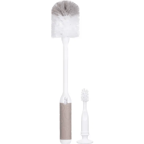 Ubbi Baby Bottle Brush Set, Bottle Brush and Nipple Brush, Baby Cleaning Essentials, Taupe