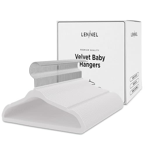 Lennel Premium Quality Velvet Baby Hangers, Pack of 50 Non-Slip Infant & Toddler Clothes, Heavy Duty Children's, 11 Inch Space Saving Kids Closet Hangers (Ivory), LVBH11