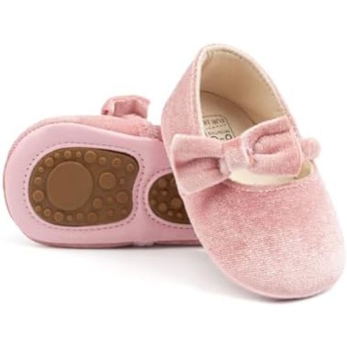 KIDSUN Infant Baby Girls Mary Jane Shoes Soft Sole Ballet Slippers Bow Princess Newborn Dress Wedding Flat Shoes