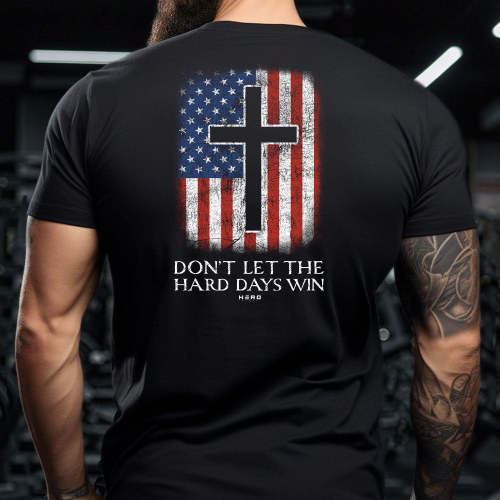 Hero Company Men's Don't Let The Hard Days Win Black Tee - Helps Pair Veterans With A Service Dog or Shelter Dog