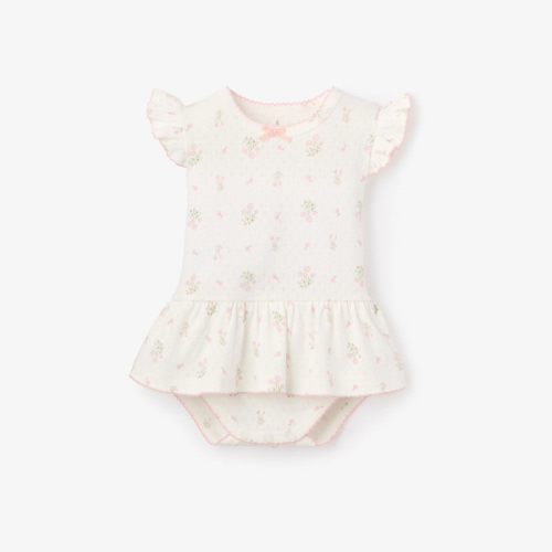 Folklore Floral Organic Cotton Pointelle Bubble Romper – Elegant Baby
