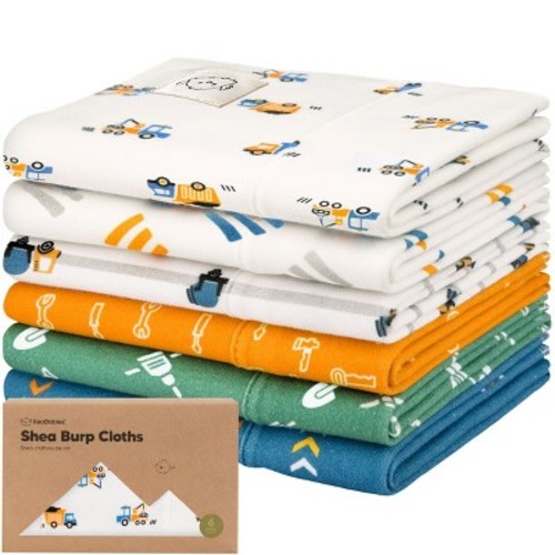 KeaBabies 6pk Shea Baby Burp Cloths for Baby Boys and Girls, 100% Organic Cotton Burping Cloths for Babies, Newborn