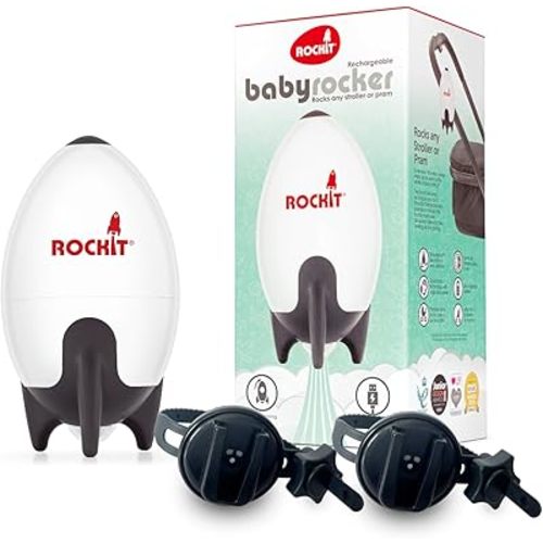 Rockit Rocker Rechargeable Pram Rocker - Baby Pushchair Rocking Device, Soothing Motion for Stroller or Buggy, Adjustable Speed, 60 Minute Timer, Universal Fit (Includes 2 Brackets)
