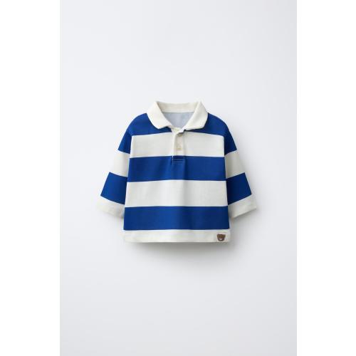 STRIPED LABEL POLO SHIRT - Blue / White | ZARA United States