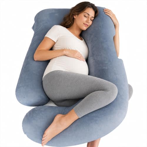 MOON PARK Pregnancy Pillows for Sleeping - 57 Inch U Shaped Full Body Maternity Pillow with Removable Cover - Support for Back, Legs, Belly, Hips - Pregnancy Pillow for Women - Grey