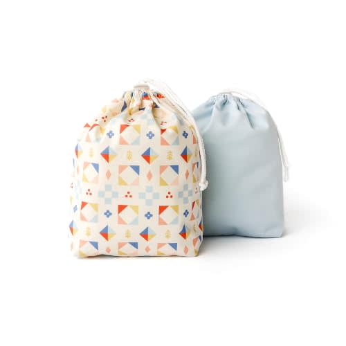 Esembly Ditty Bag Duo, Wet Bags, Quilted + Mist 2-Pack | Reusable Waterproof Drawstring Wet Bags for Cloth Diapers, Swimsuits, Toiletries & Snacks, Includes 2 Bags